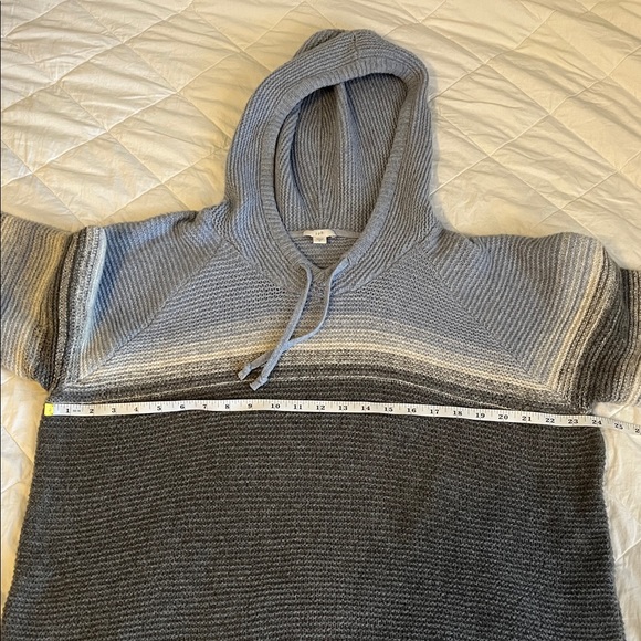J. Jill Light Blue and Gray Hooded Sweater - Picture 2 of 7